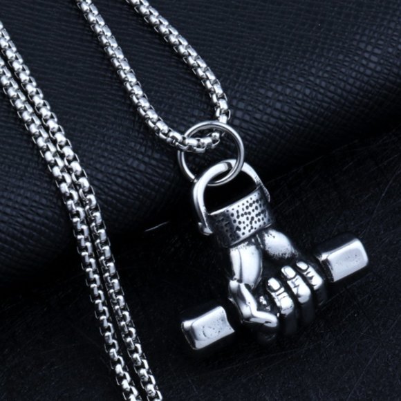 ❤️Fashion Retro Fitness Gym Dumbbell Pendant Necklace for women/menN9020P128 - Picture 5 of 6